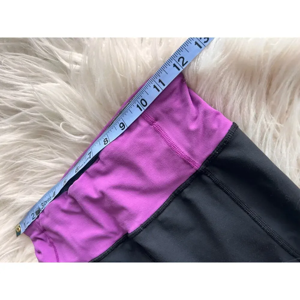 Lululemon Women's Yoga Cropped Leggings‎ Scratch Activewear Black Purple Size 4